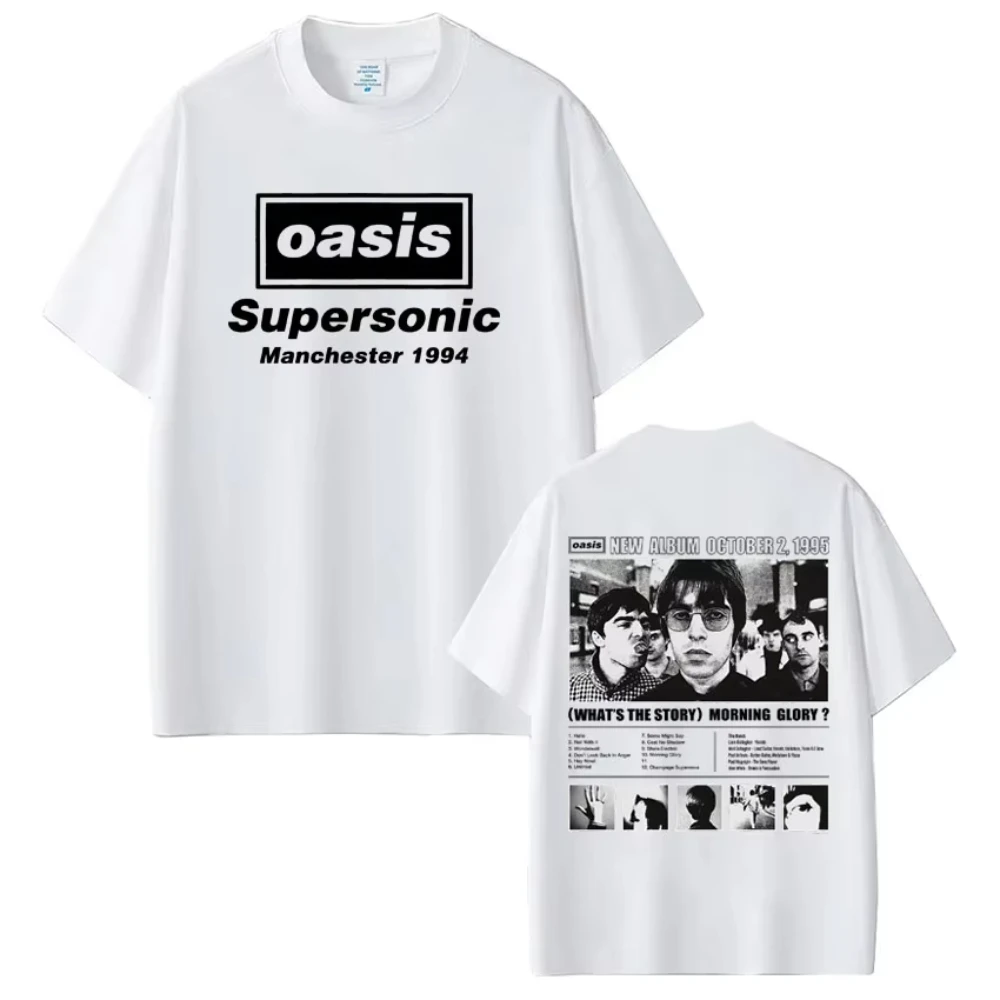 Oasis Band Logo Rock Band 2025 Tour Vintage Print T-shirt Men's Woman Cotton T Shirts Fashion Casual Hip-hop T-shirts Streetwear