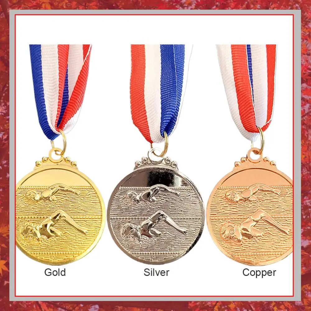 5/10Pcs Swimming Medal Metal Winner Medals with Neck Ribbon Gold Silver Bronze Medal 1st 2nd 3rd Prizes for Sports Competition