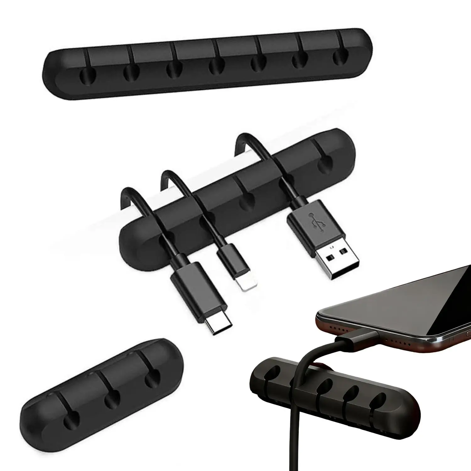 10pcs Silicone USB Cable Organizer USB Charging Cable Winder Desktop Tidy Management Clips Cable Holder For Mouse Earphone Accessories