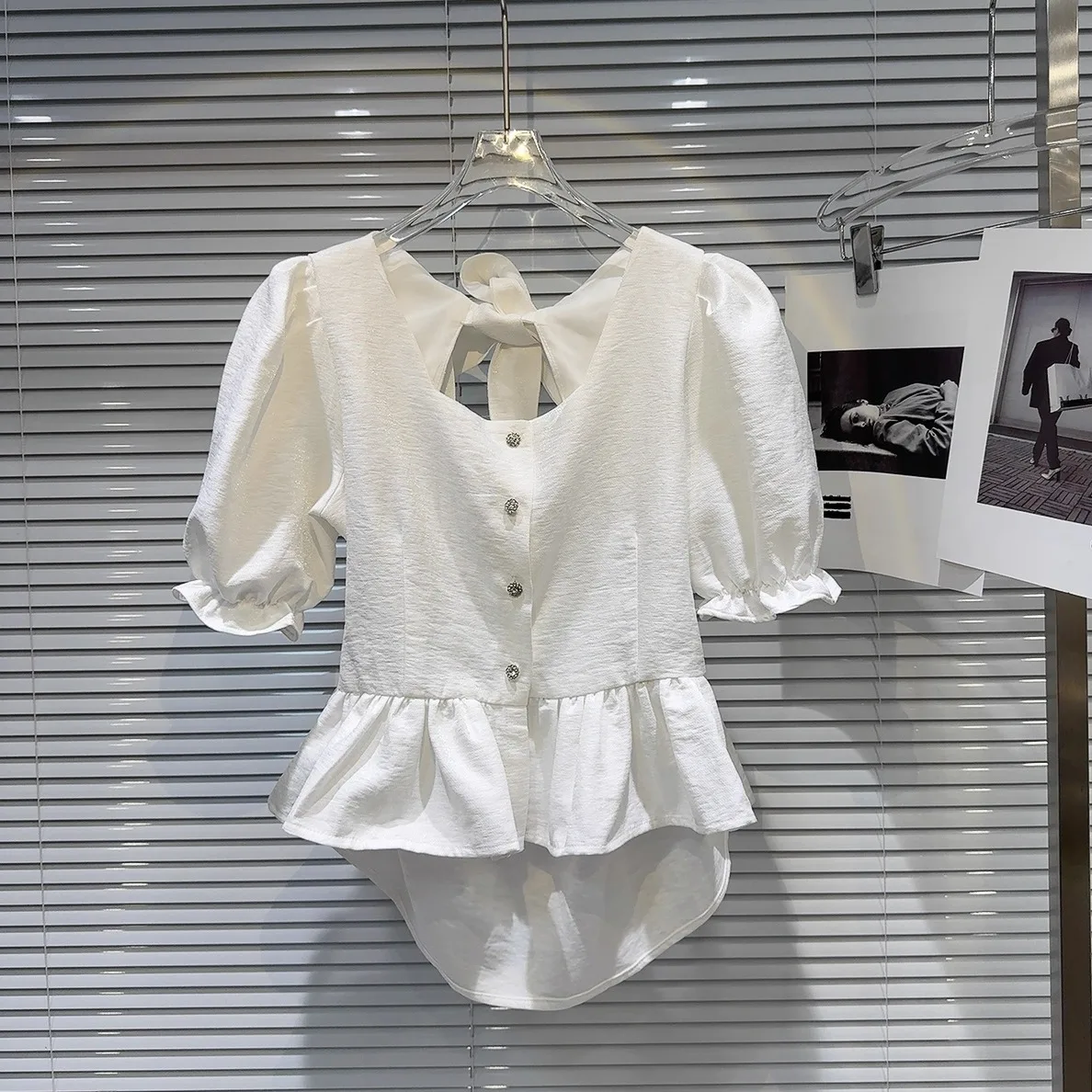 

French Sle Slim Fit irt Hollow out Ba Belt Design Waist in Cinching Skirt Detail Women's irt Casual Bubble Sve