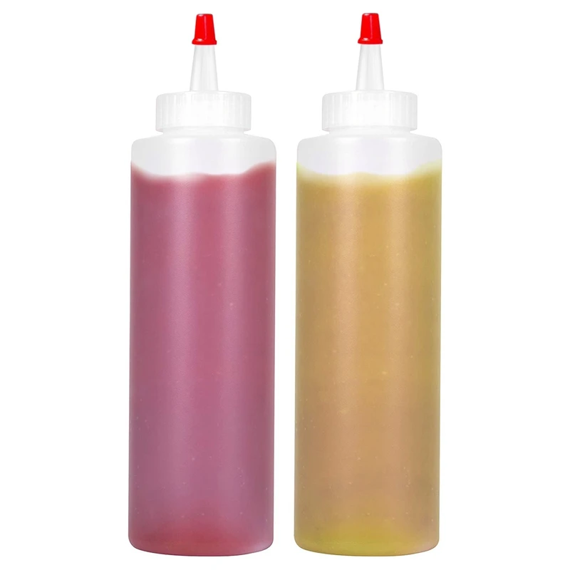 6PC Squeeze Squirt Condiment Bottles For Sauces - 16 Ounce - Perfect Containers For Ketchup, BBQ, Sauces, Syrup-A71M