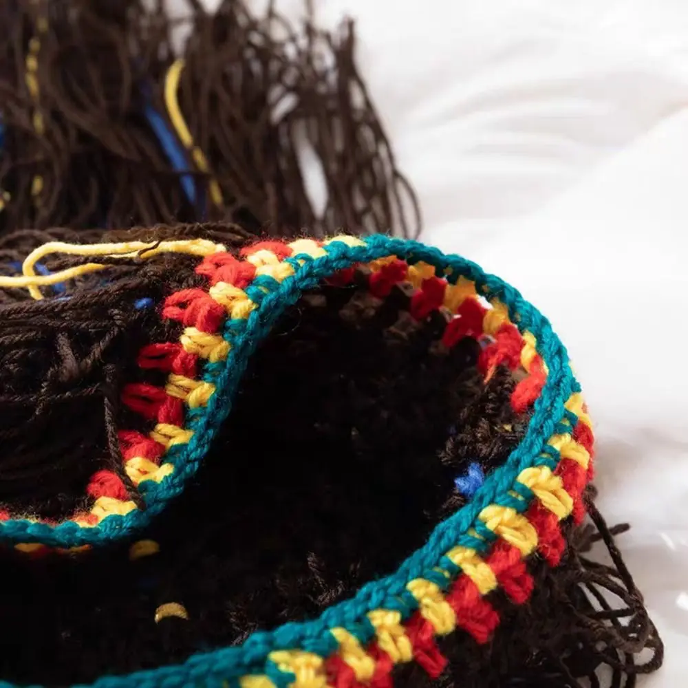 Brincalhão quente longo dreadlocks chapéu de malha cabelo sintético grosso dreadlocks peruca reggae elástico pulôver boné acessórios para o cabelo