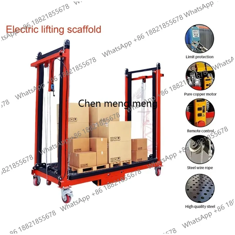 Electric Folding Scaffolding Lift  1.5-12 Meter Mobile Lifting Platform  with Wheels  Portable and Suitable for Construction.