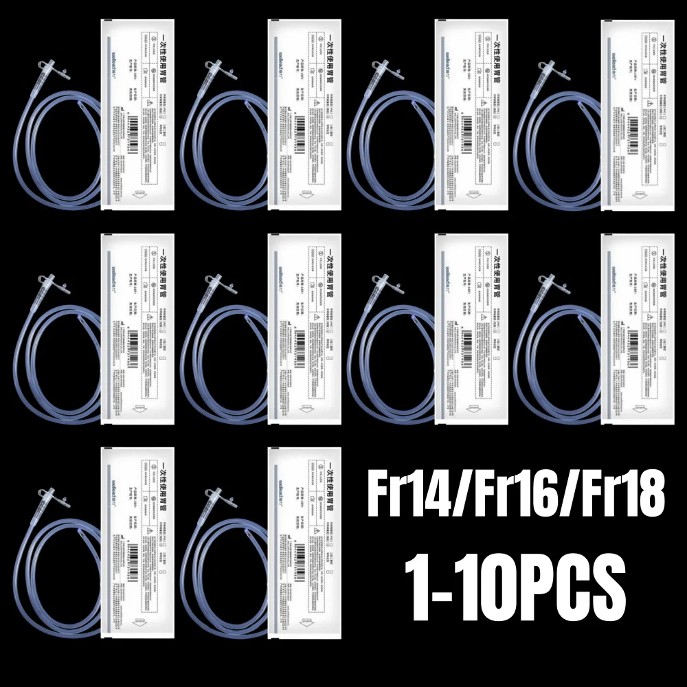 

1-10Pcs Fr14/Fr16/Fr18 Disposable Silicone Gastric Tube Nasal Feeding Tube Medical Nasogastric Tube Clear Silicone Hose