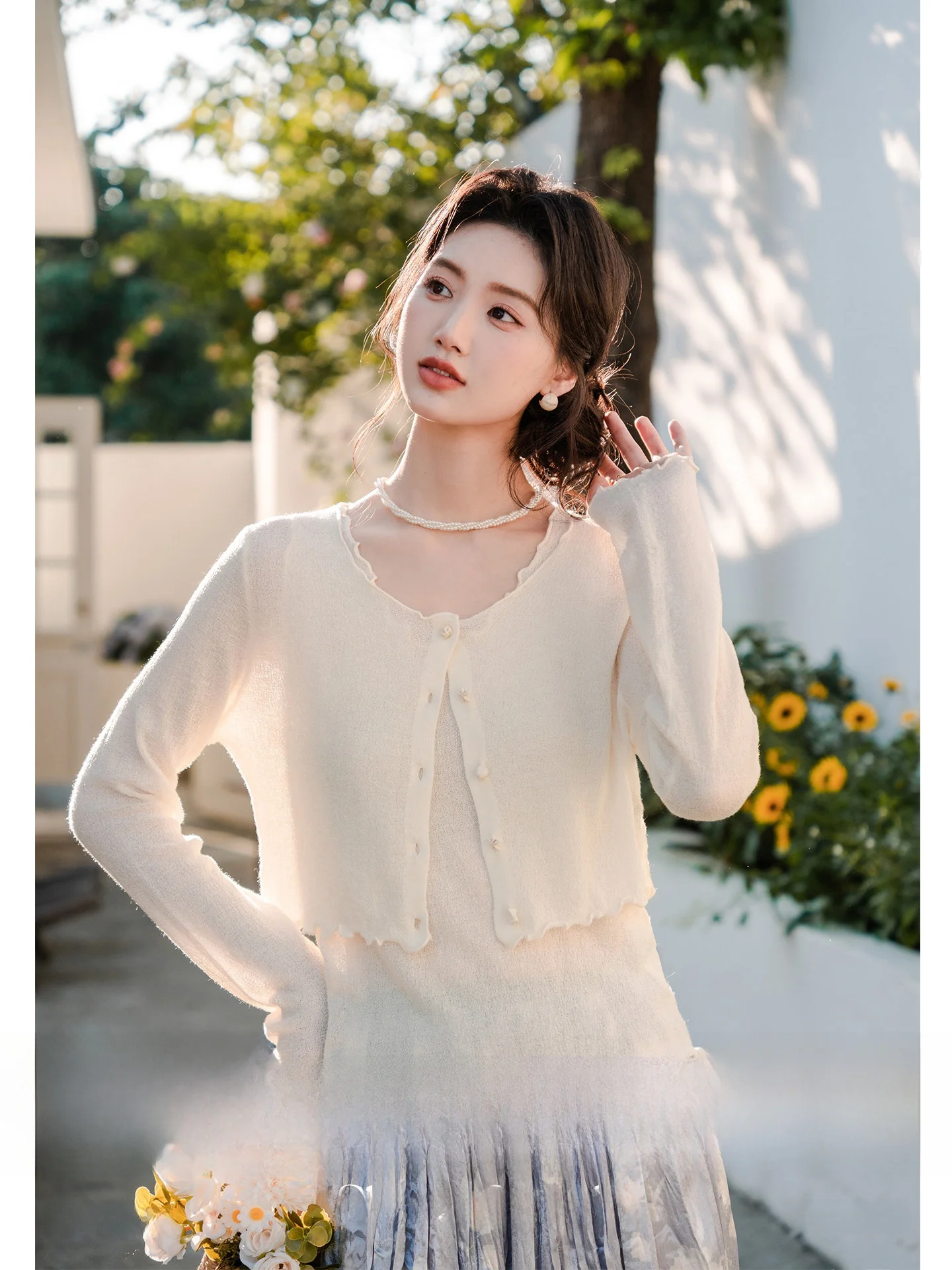 

Wooden Knitted Two-Piece Set round Ne Long Sve ort Sle Casual Faion Women's Spring 2026 New Design Sensation