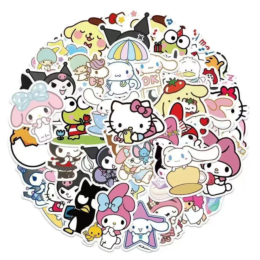 50/100 Kawaii cartoon stickers, Cute Anime stickers, DIY Luggage, Motorcycle, Guitar, Hobby stickers