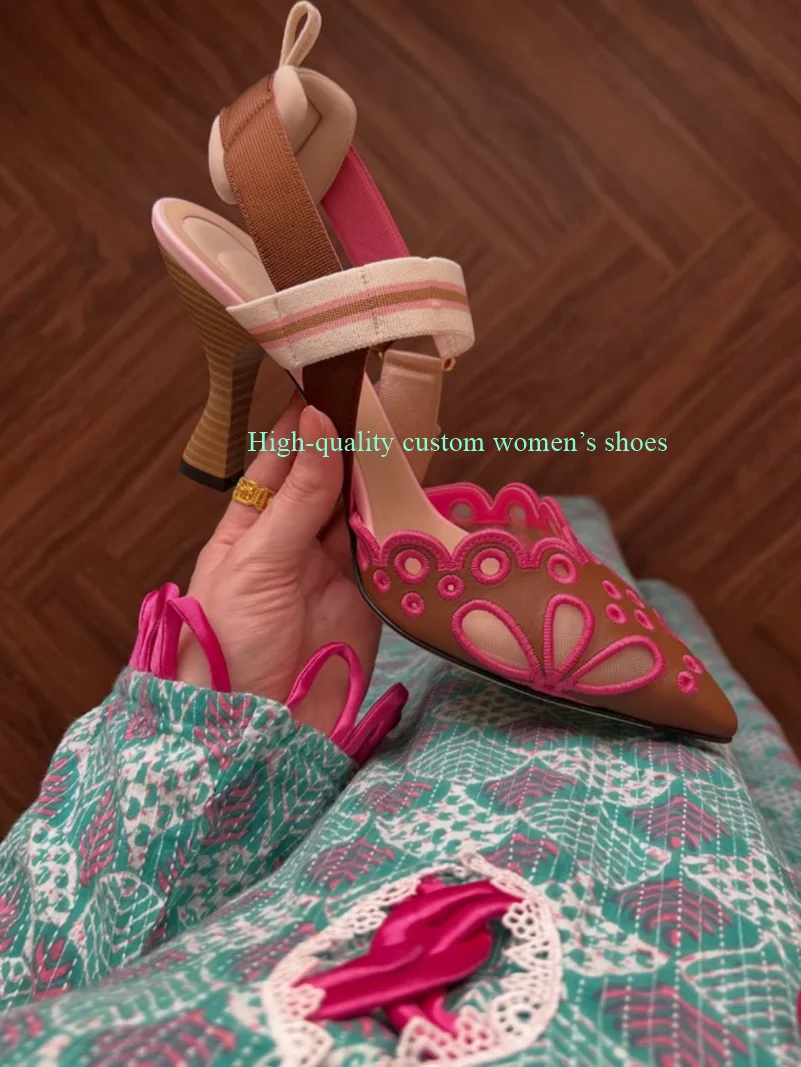 Toe Flowers Shape Openwork Breathable Version Asakuchi Sandals Ruffles A Unique Heel Luxury High Heels Sell Like Hot Cakes
