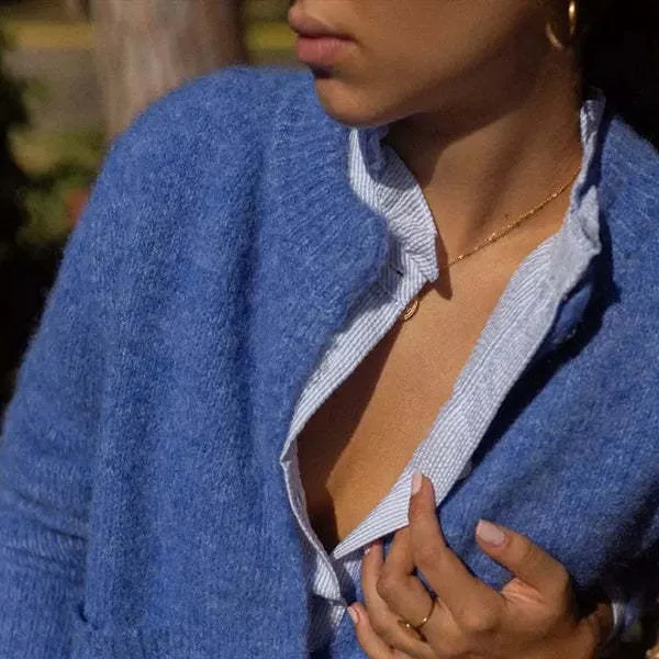 슬림핏 라운드 넥 스웨터 가디건 여성용 젠틀 슬레 싱글 피스 겨울 아우터웨어 브랜드 없음 등록 상표 없음