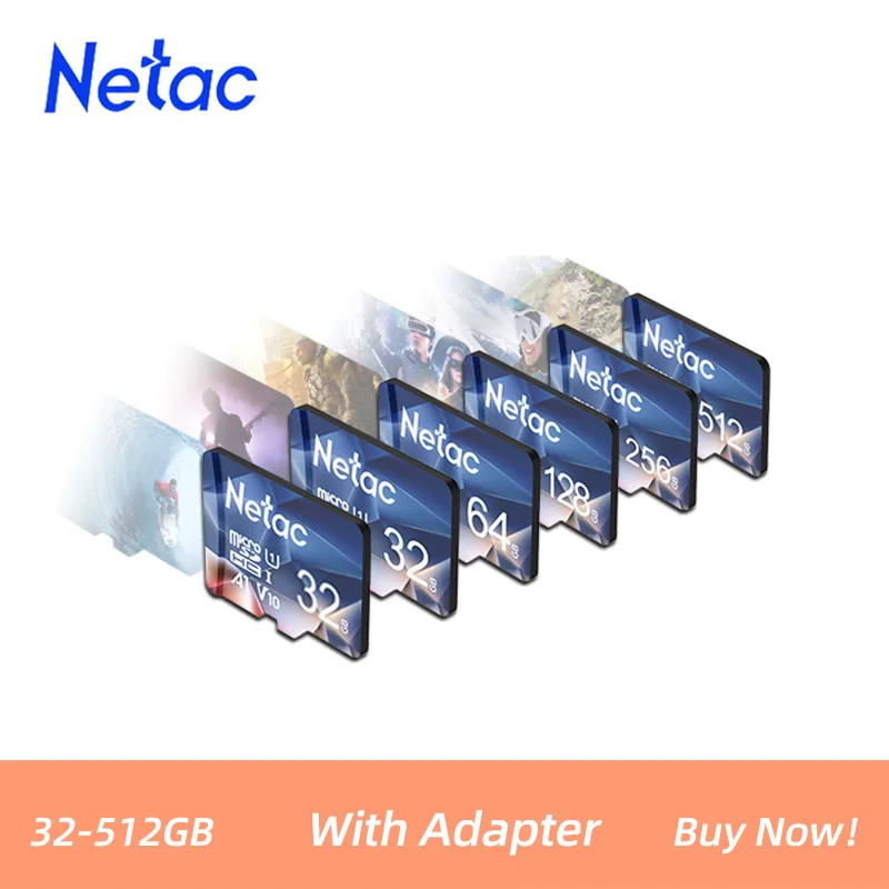 Netac Flash Memory Card 32G 64G Micro TF SD Card 128G 256G 512G High Speed A1 V30 U3 Class10 4K HD Video for Phone Tablet Camera