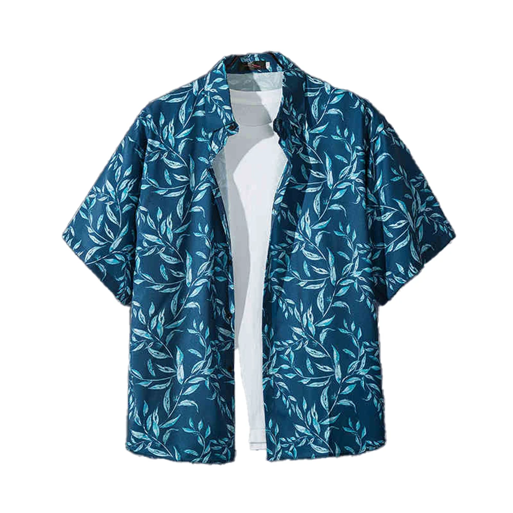 Men's Hawaiian Flowers Coconut Tree Print Shirt Harajuku Summer O Neck Casual Shirt Oversized Street Retro Beach Floral Shirts