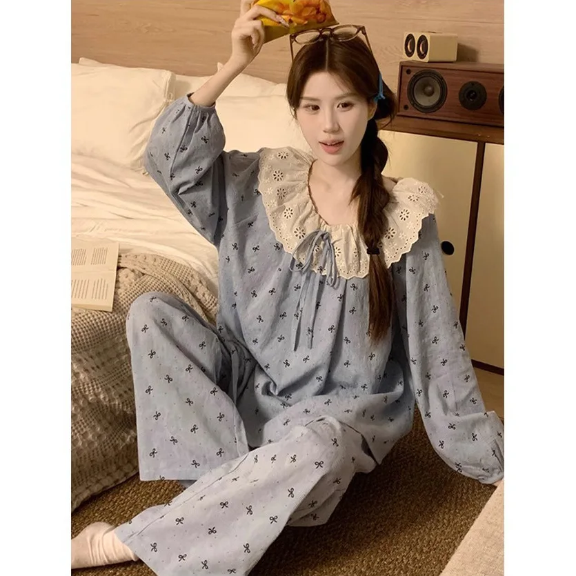 

Pjs Set Women Pajama Set Women's Warm Winter Pajamas Fashionable Home Clothes Pajamas Sweet Big Collar Cute and Soft Pajama Set