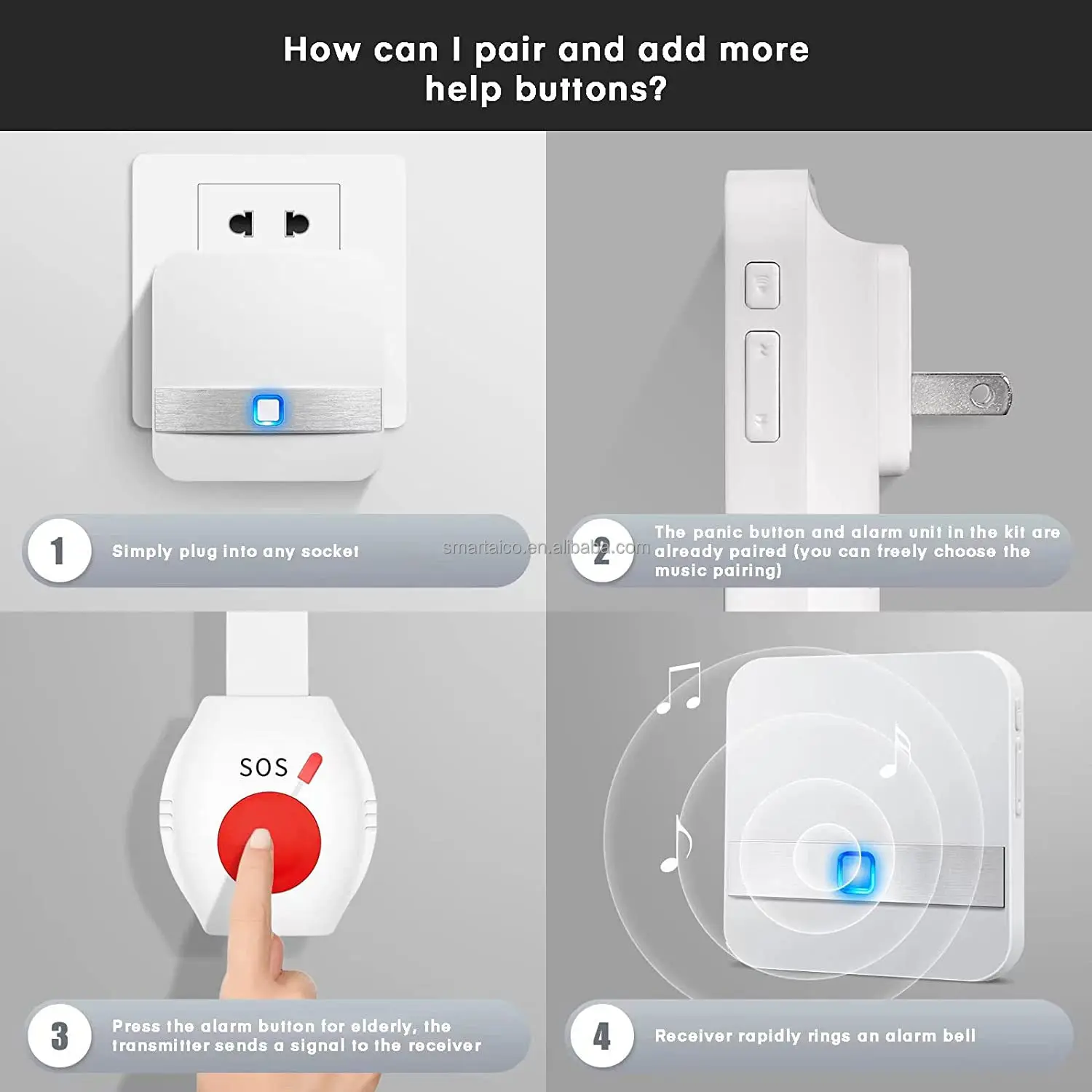 가정 노인 환자 장애인 간병인 호출기 무선 호출 버튼 간호사 알림 시스템