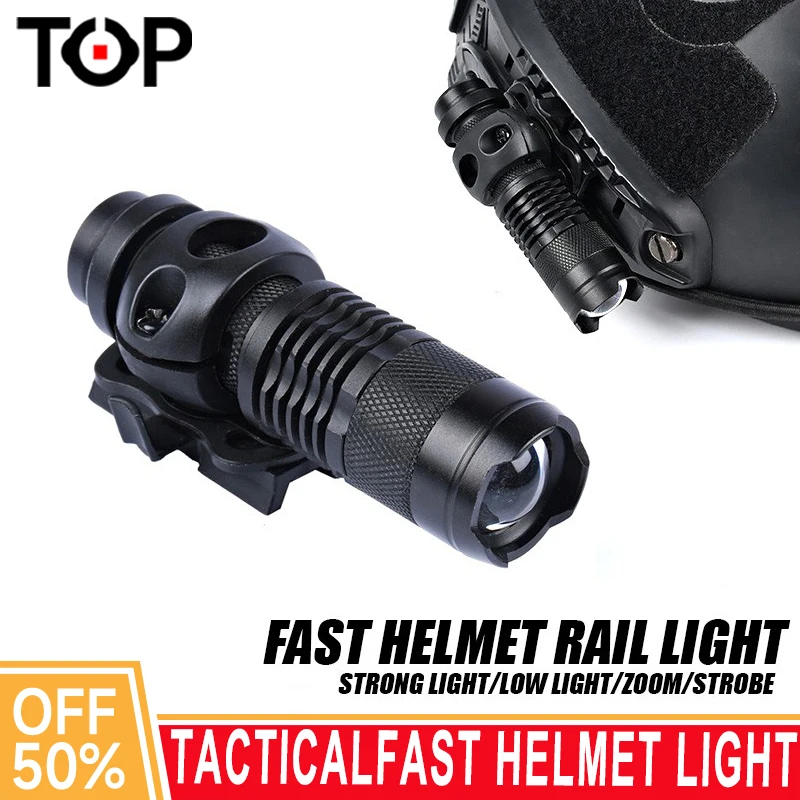 

Wadsn Tactical Fast Helmet Lamp Telescopic Zoom Strobe LED Hunting Flashlight Fast Helmet 20mm Rail Lamp Cap Clip Holder