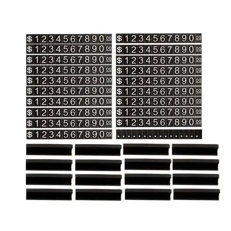 16 Pieces Golden Silvery Black Number Letter With Base Adjustable Price Display Stand Tag Label Sets Of Number Labels