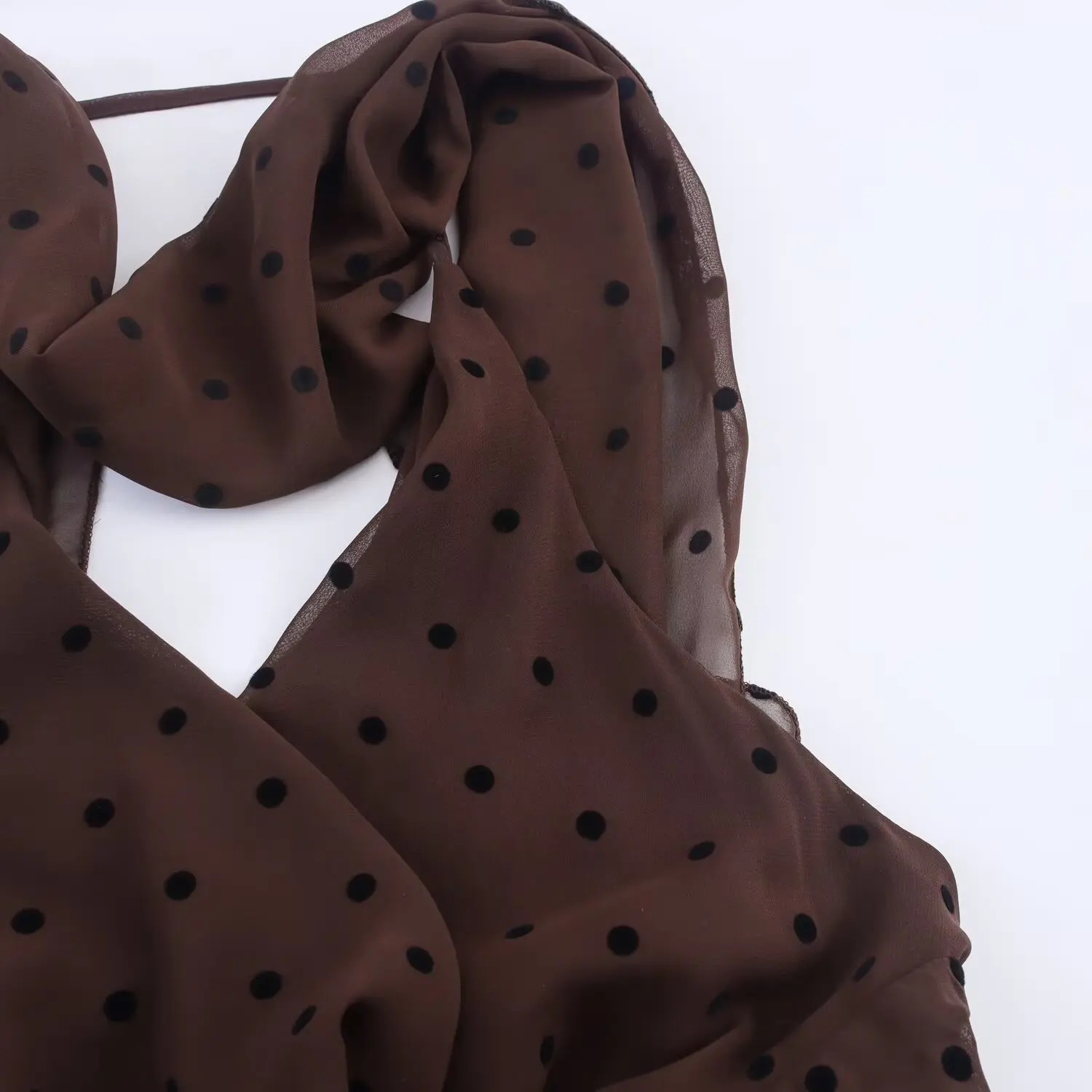 Automne nouveau Sle longue écharpe à pois Dr décontracté H Version Polyester tissu t-shirt quart Sve femmes Faion Design