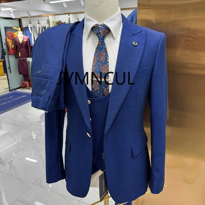 2025 Hot Sale Men's Suit Set Korean Style Fashion Print Suit 3-Piece Suit for Work and Wedding