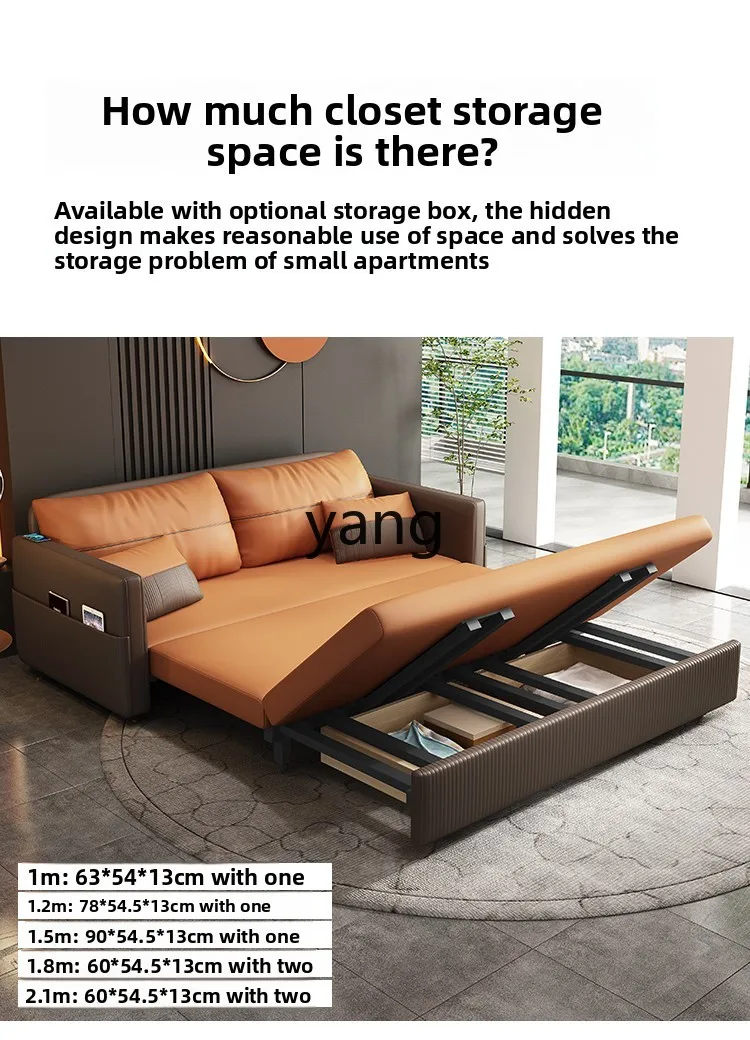 LMM modern small apartment living room sofa bed multi-functional foldable storage integrated dual-purpose
