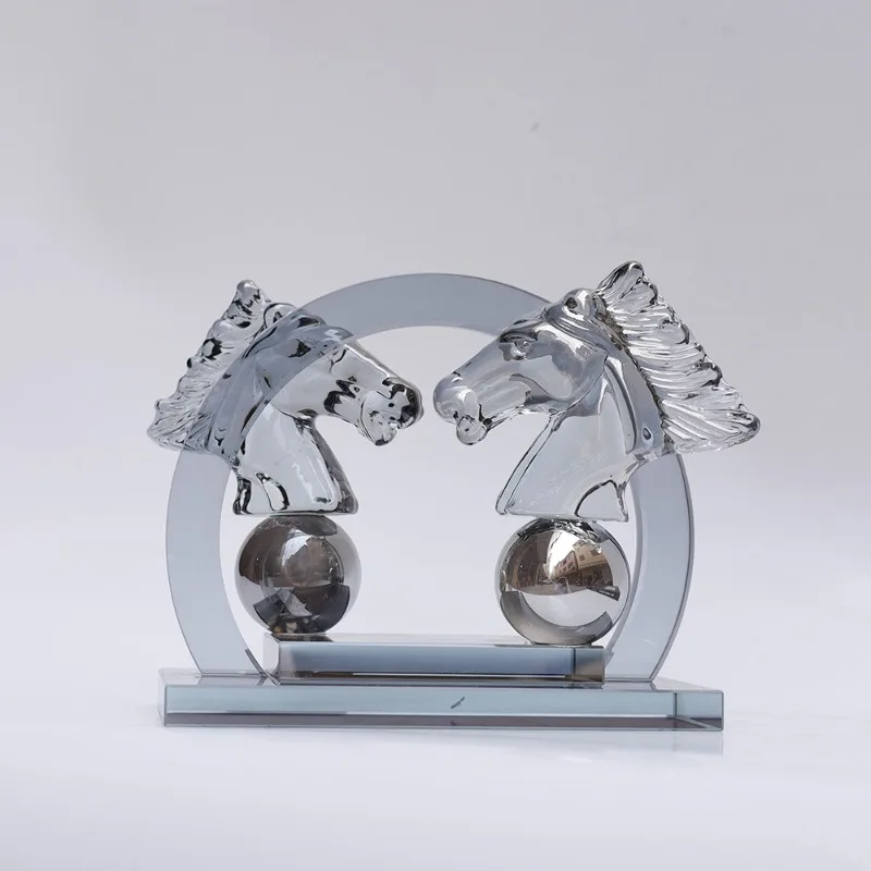

Art soot crystal glass horse head sales office model room home desktop creative soft decoration