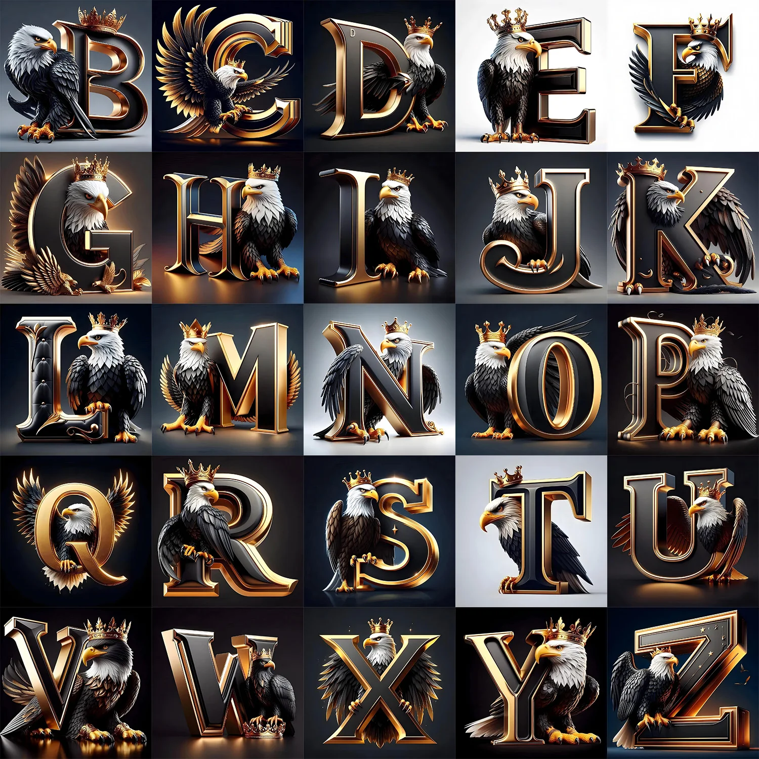 Resin Art Unique Ideas - 1 Stück Buchstaben-Diamantmalerei-Set, Adler-Muster, Runde Diamanten