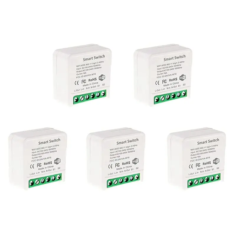 LLCS-5X Mini Smart Wifi Relay Switch, DIY Timer Light Switch Module Smart Life/Tuya Application, Wireless Remote Control