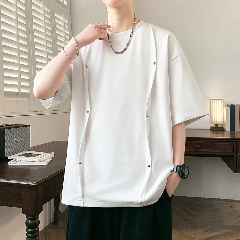 Fashion Solid Color Men's Short Sleeve Cotton T-Shirts 2026 Summer Casual Tops & Tees Youth Sportswear Pull On Tshirt Clothing
