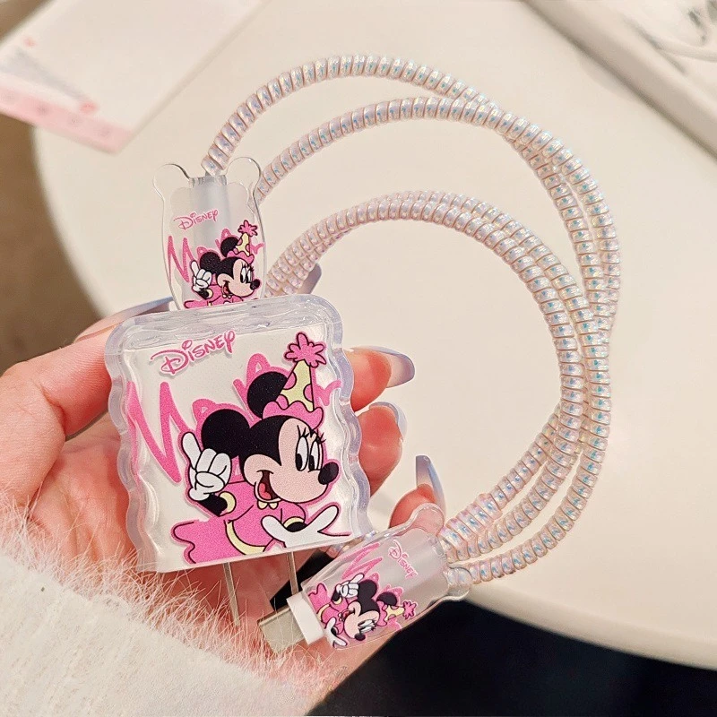 Cute Cartoon Charger Case Head Cover Cable Protector Wire Winder for iPhone 16 15 14 Pro Max 18 20W Type C Cable Management
