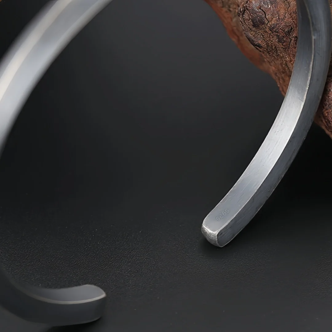 BOCAI Real S925 Sterling Silver Bangles for Men Women Antique Retro Mobius Strip Bracelets Fashion Punk Fine Choice Jewelry