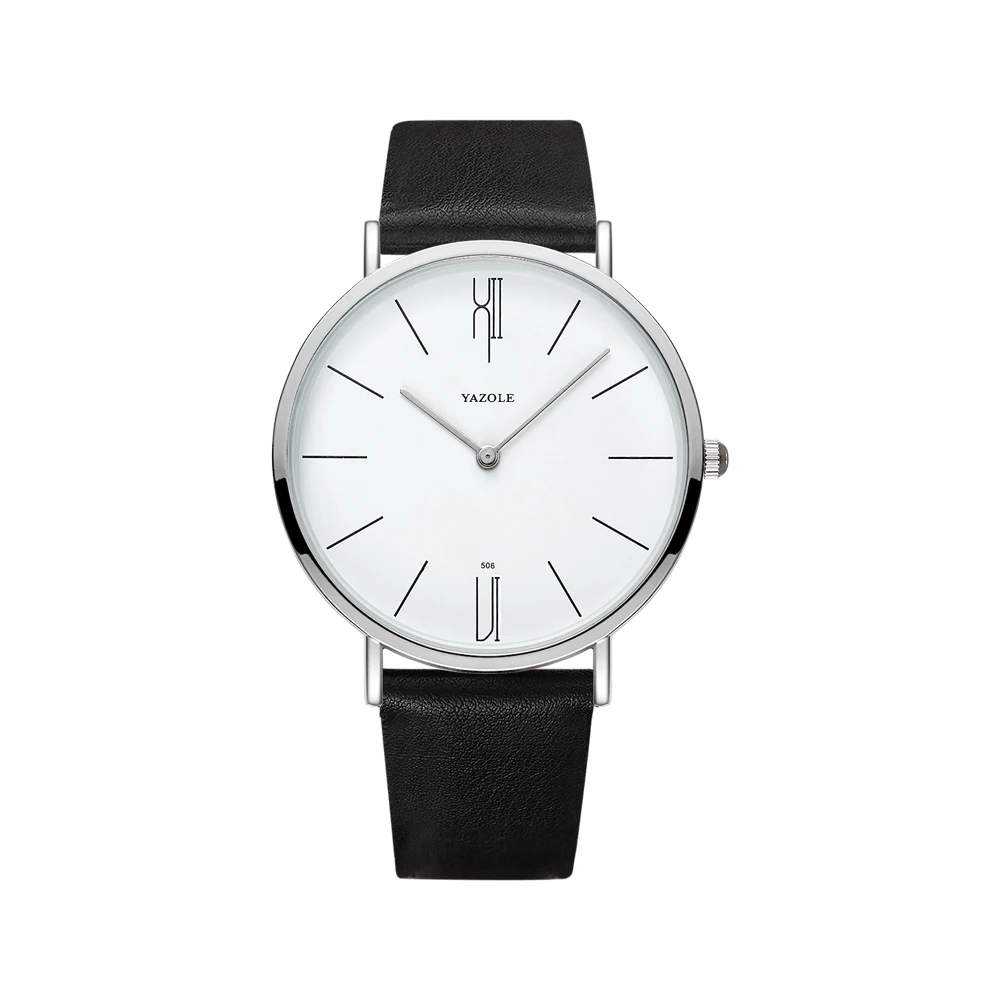 YAZOLE Watch Men Fashion Quartz Wristwatches Ultra-thin Watch With Leather Strap Casual Simple Men Waterproof Watches