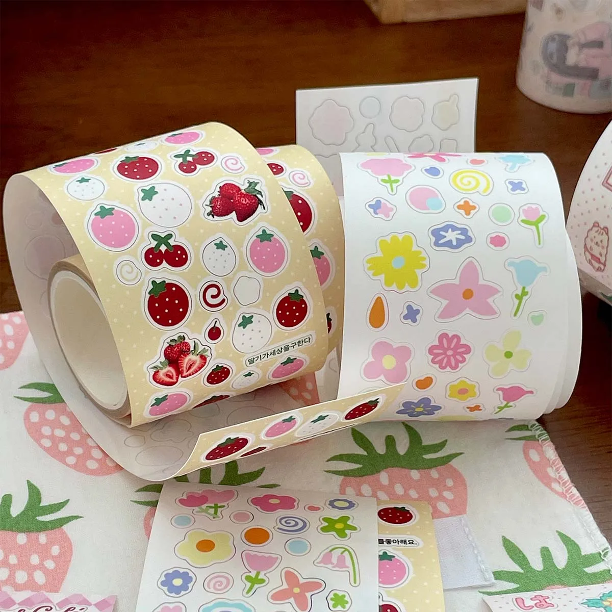 かわいい動物スクラップブッキングステッカーかわいいイチゴ和紙テープ装飾ステッカーアート Diy クラフトアルバムジャーナル