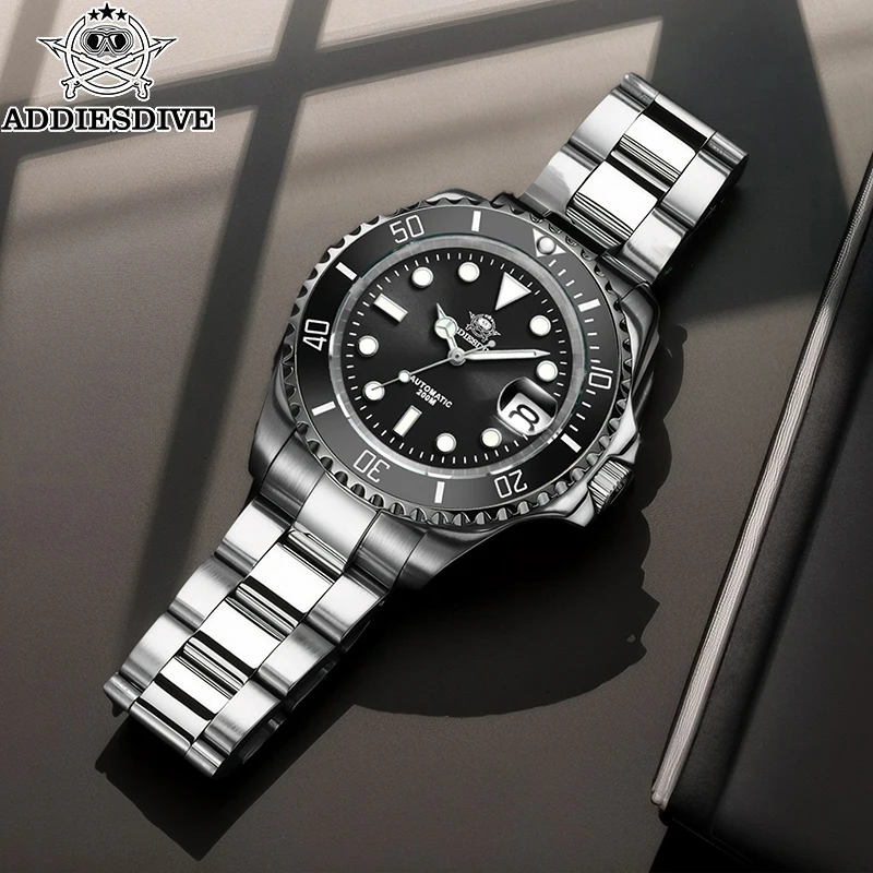 ADDIESDIVE Men's Automation Watch Sapphire Glass Super Luminous 200M Waterproof Diving Watches Ceramic Bezel Analog Watch
