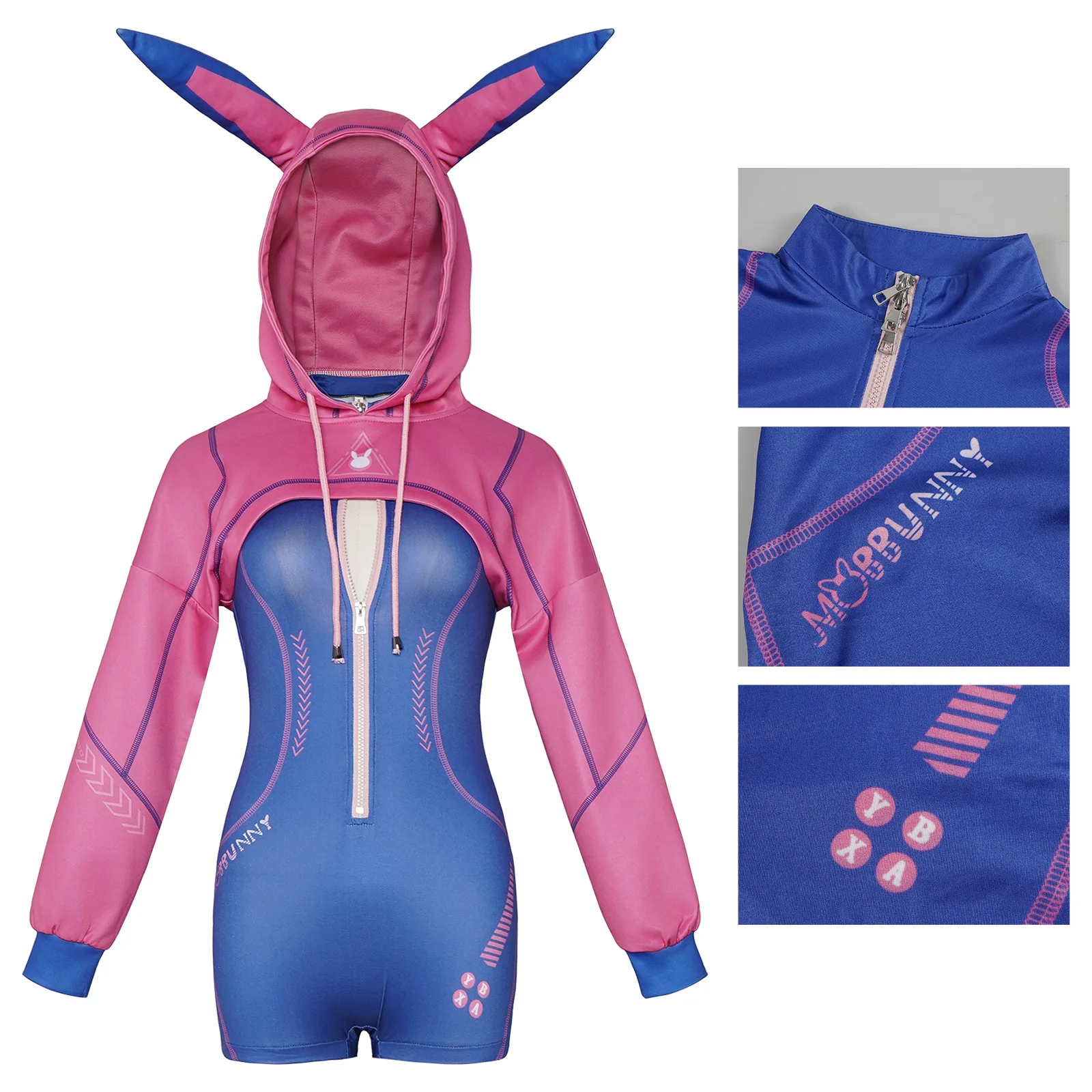 Game Dva Bunny Cosplay Costume Women Cute Hoodies Bodysuit Suit Tight Fitting Sports Clothing Halloween Sexy Kawaii Outfit view 3
