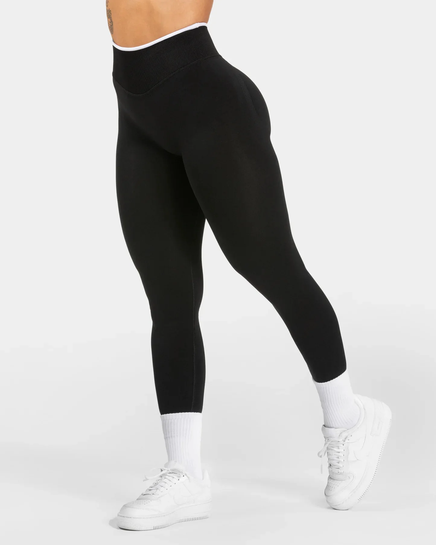 Nahtlose Kontrast-Yogahose für Damen mit Hoher Taille, Hüftlift-Effekt, Schnelltrocknend, Weich, Dehnbar, Figurformend, Pfirsich-Hüft-Form, Fitness-Hose