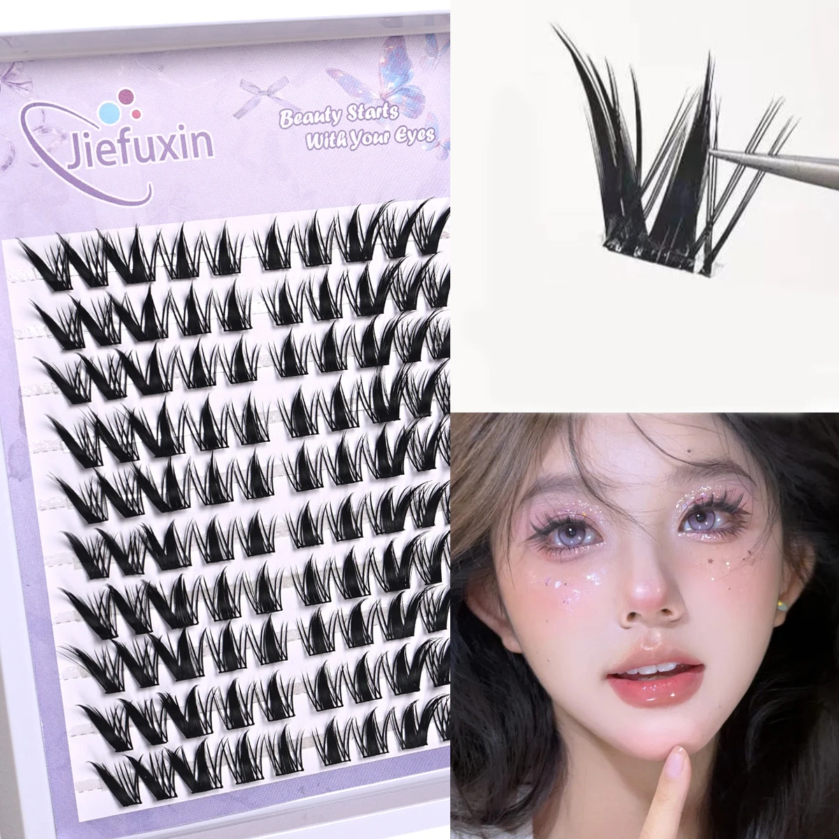 10 Reihen Cat Eye Cluster Wimpern handgemachte weiche DIY einzelne Wimpern Kosmetik Make-up Manga Wimpern – Detail 1
