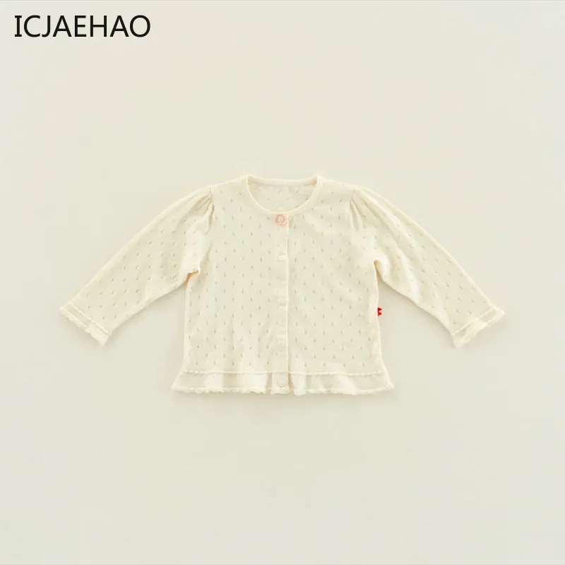 

ICJAEHAO Girls Silk Cotton Cardigan Baby Summer Matching Hollow Coat Flower Ultra-thin Knitted Sweater Air-conditioning Sweater