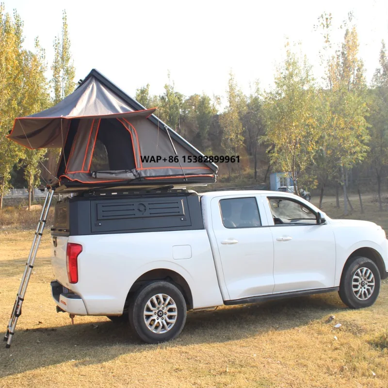 Outdoor Camping Outback Tourer Rooftop Tent Triangle Roof Pickup Truck Tent Manual Tailbox Waterproof Locking Hard Cover