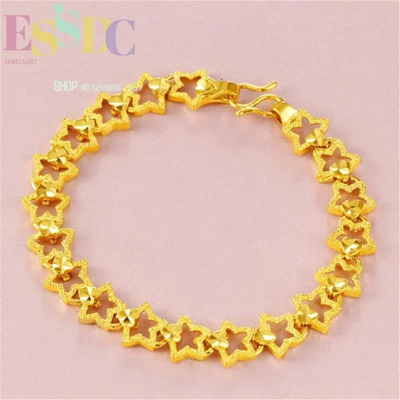 Wholesale Beautiful Golden Copper Stars Chain Line Bracelet for Fashion Women Bride Wedding Party Jewelry Cuff Bangles Bacelets