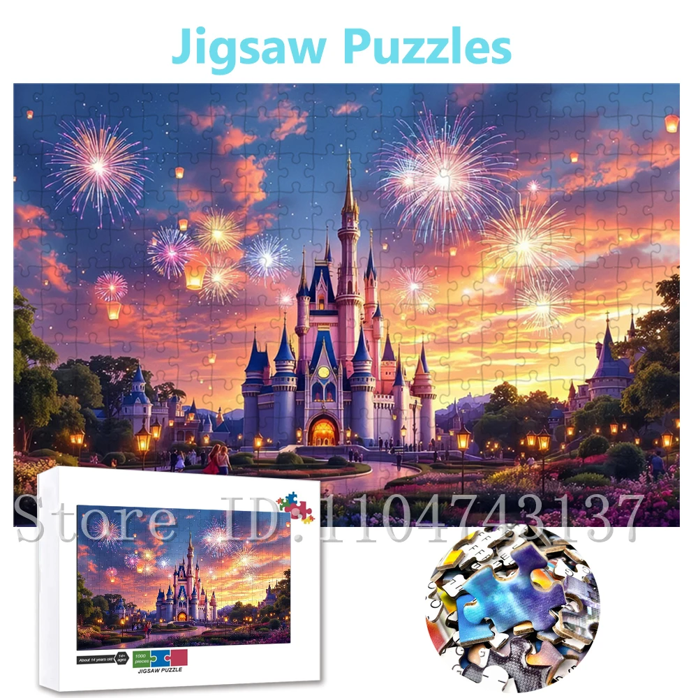 

Пазлы Disneyland для фейерверков для семьи, забавные игровые игрушки, 108/300/500/1000 шт., мультяшные пазлы, игрушки для снятия стресса