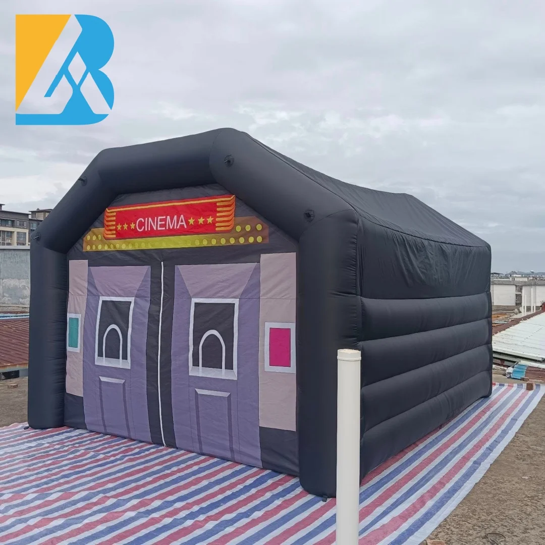 Tienda de refugio de fiesta inflable negra gigante construida personalizada para juguete de espectáculo de eventos