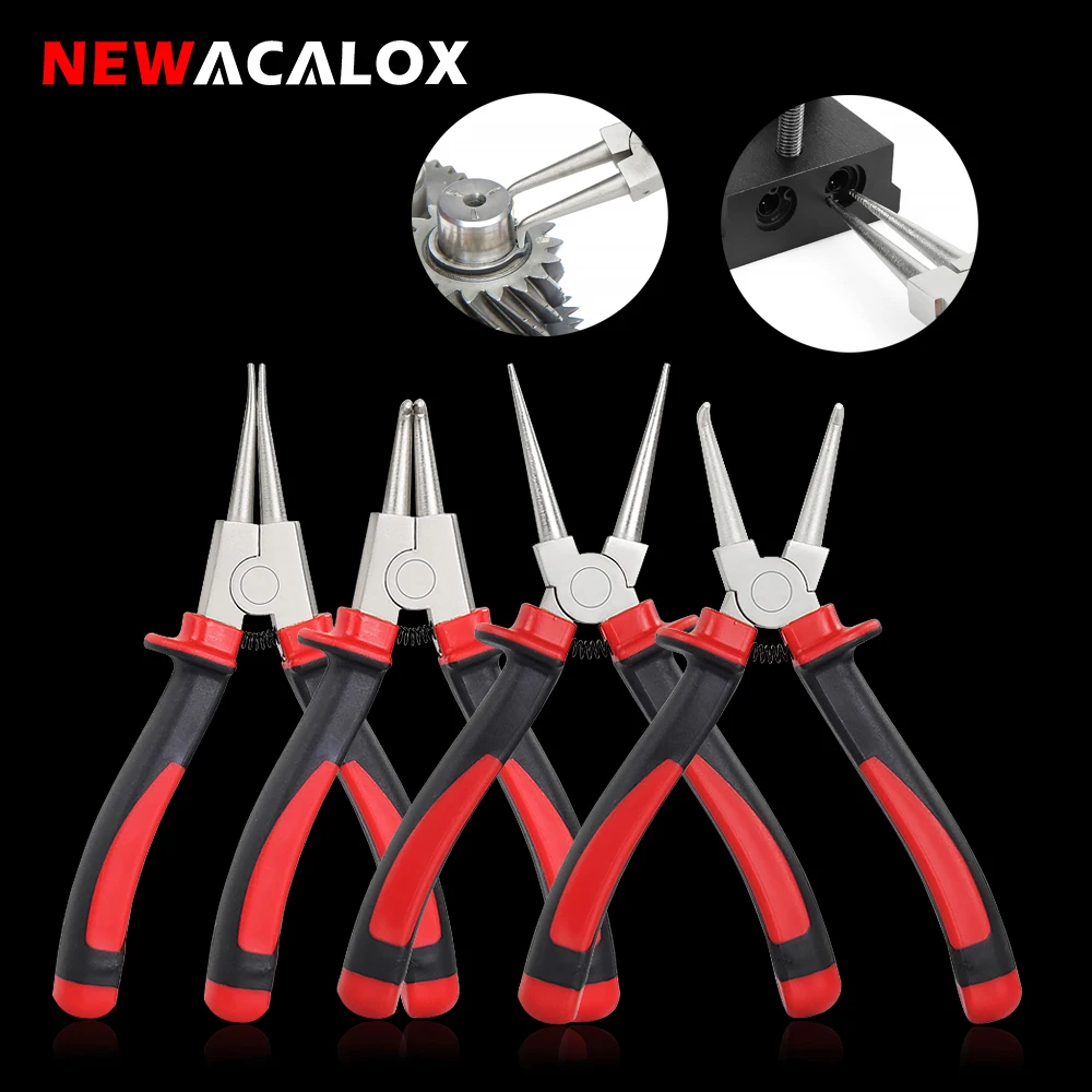 4Pcs Heavy Duty Circlip Pliers Set Fixed Tip Internal External Snap Ring Pliers for Ring Remover Hardware Repair Hand Tools