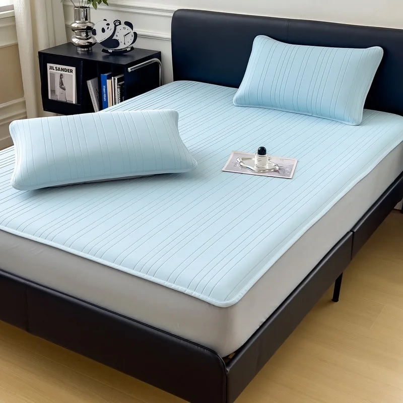 Breathable Class A Soft Cool Ice Skin Fitted Sheet Cool Mat 3pcs Set Machine Washable Summer Air Conditioning Ice Silk Mat
