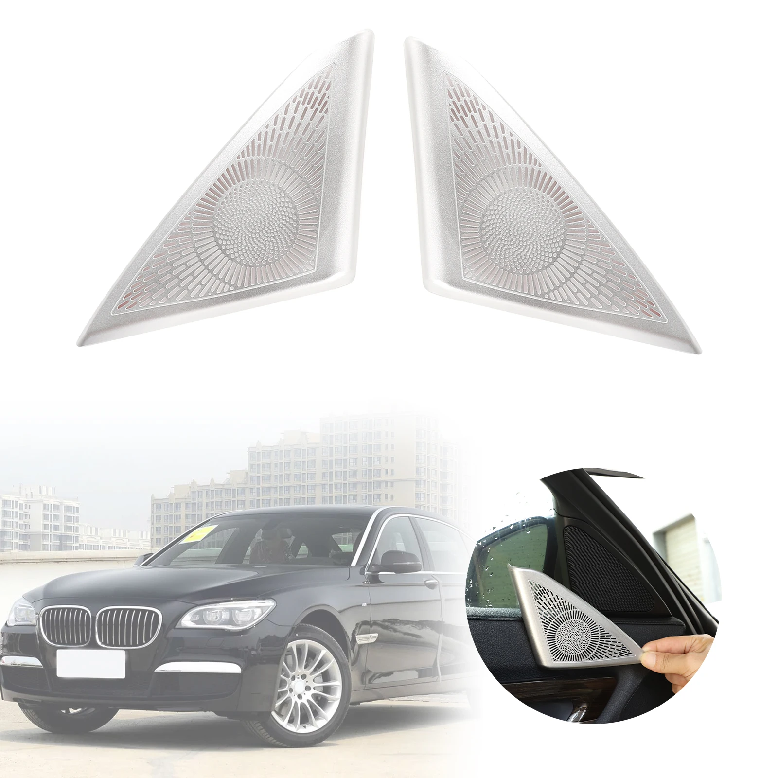 

For BMW 7 Series F01 F03 F04 G11 G12 G70 2009-2025 Car Dashboard A-pillar Door Loudspeaker Pad Audio Speaker Cover Trim Sticker