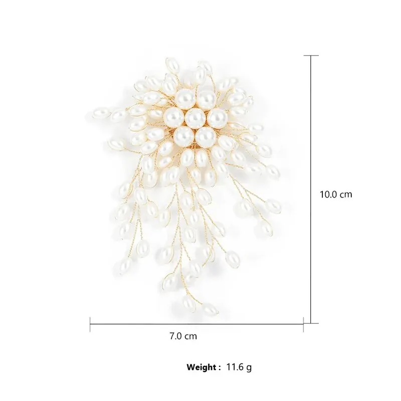 Exaggerated Elegant Pearl Flower Brooch Pin Badge For Women Girls Fashion Clothes Decoration Jewelry Gifts