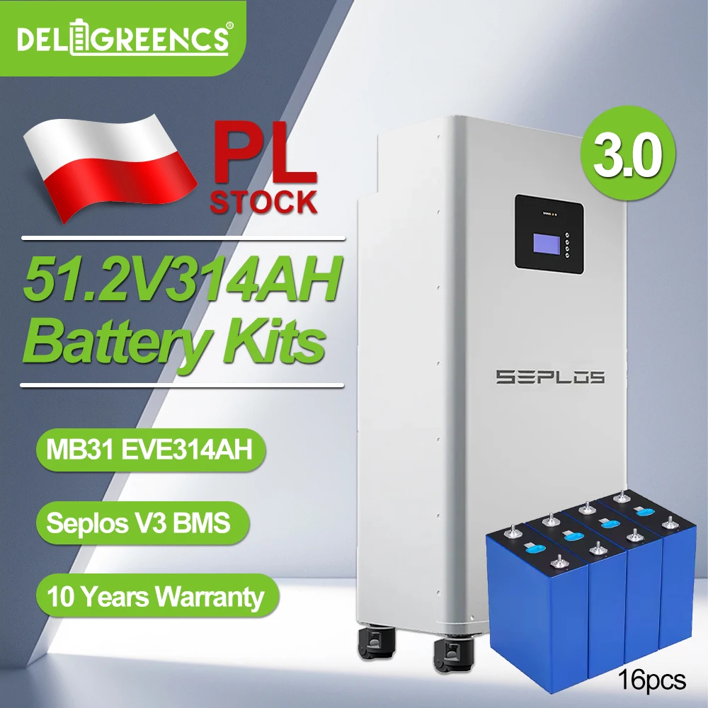 Seplos V3 48V DIY Kit 16 Stück MB31 EVE314Ah LifePO4-Akku mit 16S200A BMS 2A Balance 10 Jahre