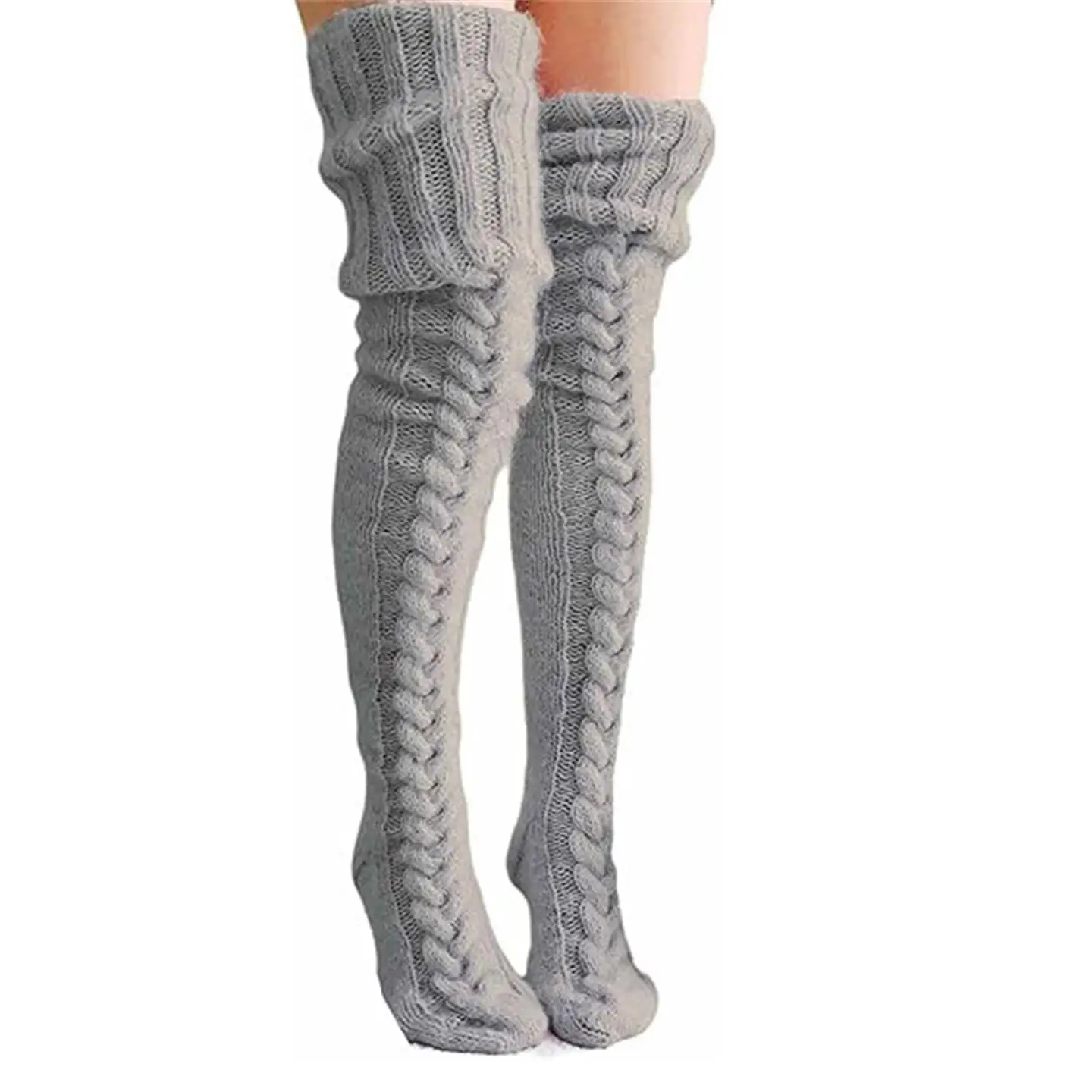 

Over-Knee Long Knitted Woolen Sos Women's Sweet Sle Pure Color Home Comfortable Breathable Stretchy Long Tube Sos