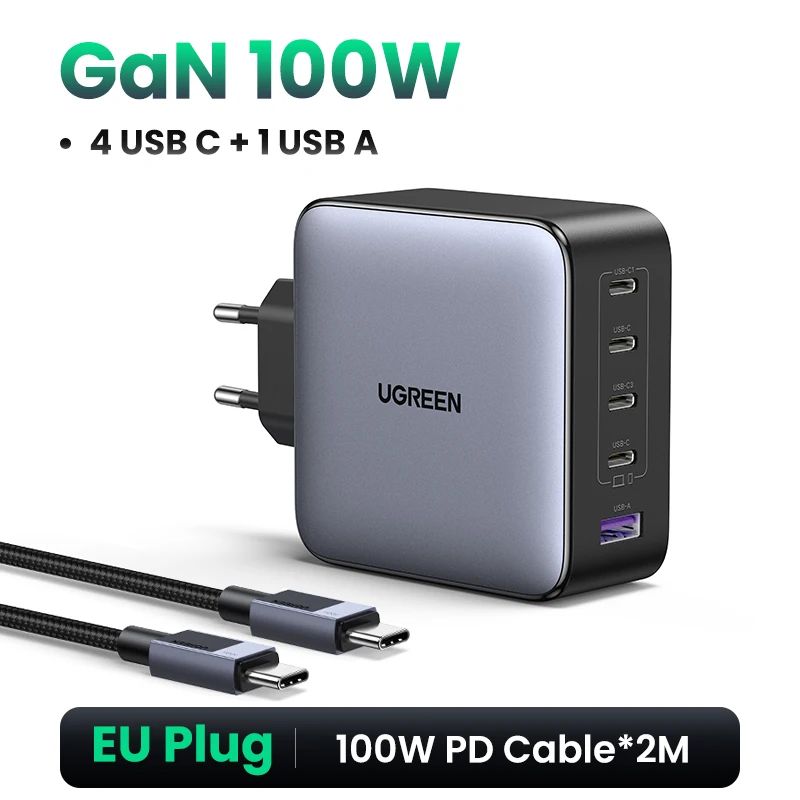 Ugreen-gan-usb c充電器,5ポート,100w,qc4.0,3.0 pps,macbook air