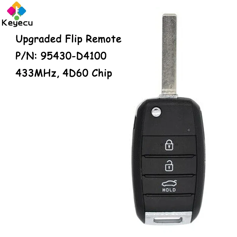 

KEYECU Upgraded Flip Remote Control Car Key With 3 Buttons 433MHz 4D60 Chip for Kia Optima 2016 2017 2018 2019 Fob 95430-D4100