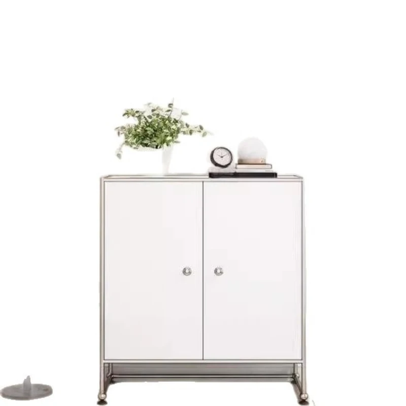 

Shoe cabinet Entrance door Household stainless steel Entrance Ultra-thin tipping bucket corridor shoe rack