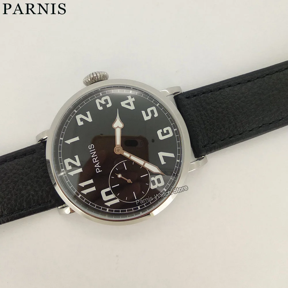 

Parnis 46mm Hand Winding Men Casual Watch Small Second Stainless Steel Case