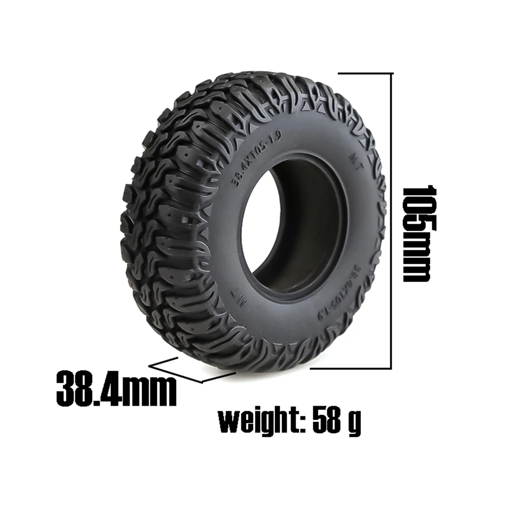 4PCS 105MM 1.9 Rubber Tires Wheel Tyres for 1/10 RC Crawler Car Traxxas TRX4 RC4WD D90 Axial SCX10 II III Redcat MST