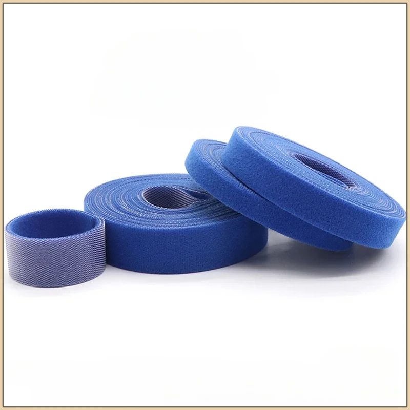 Blue Cable Ties Reusable Loop Bundle Self Adhesive Blue Nylon Strap Organizer Clip Wire Holder Management Fastening Tape